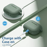 For Airpods Pro 2Nd/1St Generation Case Cover With Keychain & Lanyard,Soft Silicone Full Protective Airpod Pro Case For Airpod Pro 2022/2019 Charging Case [Front Led Visible] Olive Green