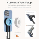 ULANZI MA30 Magnetic Phone Tripod Stand for iPhone - Aluminium Maglock Smartphone Mini Tripod Pocket Cell Phone Stand Strong Magnet Quick Mount Compatible with iPhone 16 15 14 13 12 Series, Black
