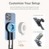 ULANZI MA30 Magnetic Phone Tripod Stand for iPhone - Aluminium Maglock Smartphone Mini Tripod Pocket Cell Phone Stand Strong Magnet Quick Mount Compatible with iPhone 16 15 14 13 12 Series, Black