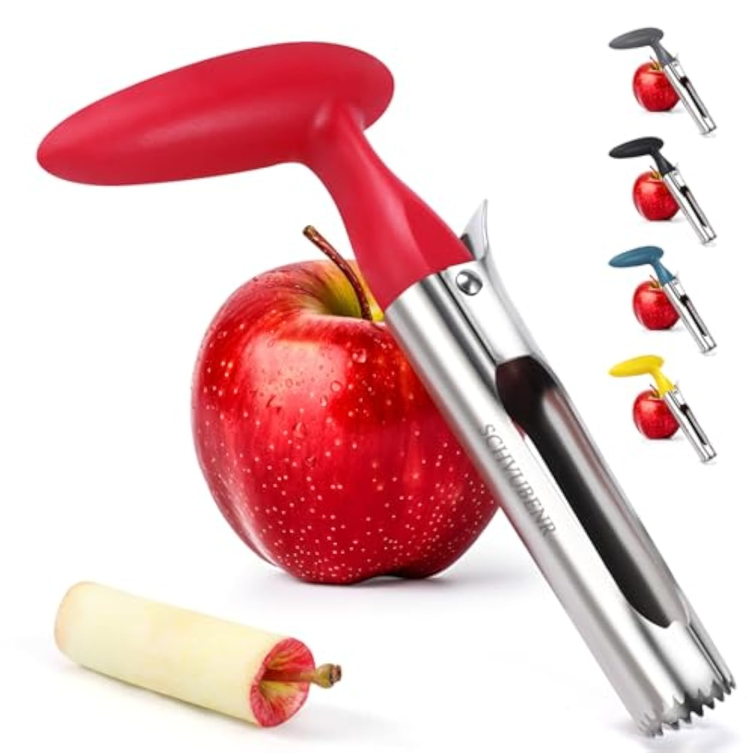 Premium Apple Corer Tool - Easy To Use And Clean - Sturdy Apple Core Remover With Sharp Serrated Blades - Stainless Steel Corers For Apple And Pear - Core Fruits With Ease(Red)
