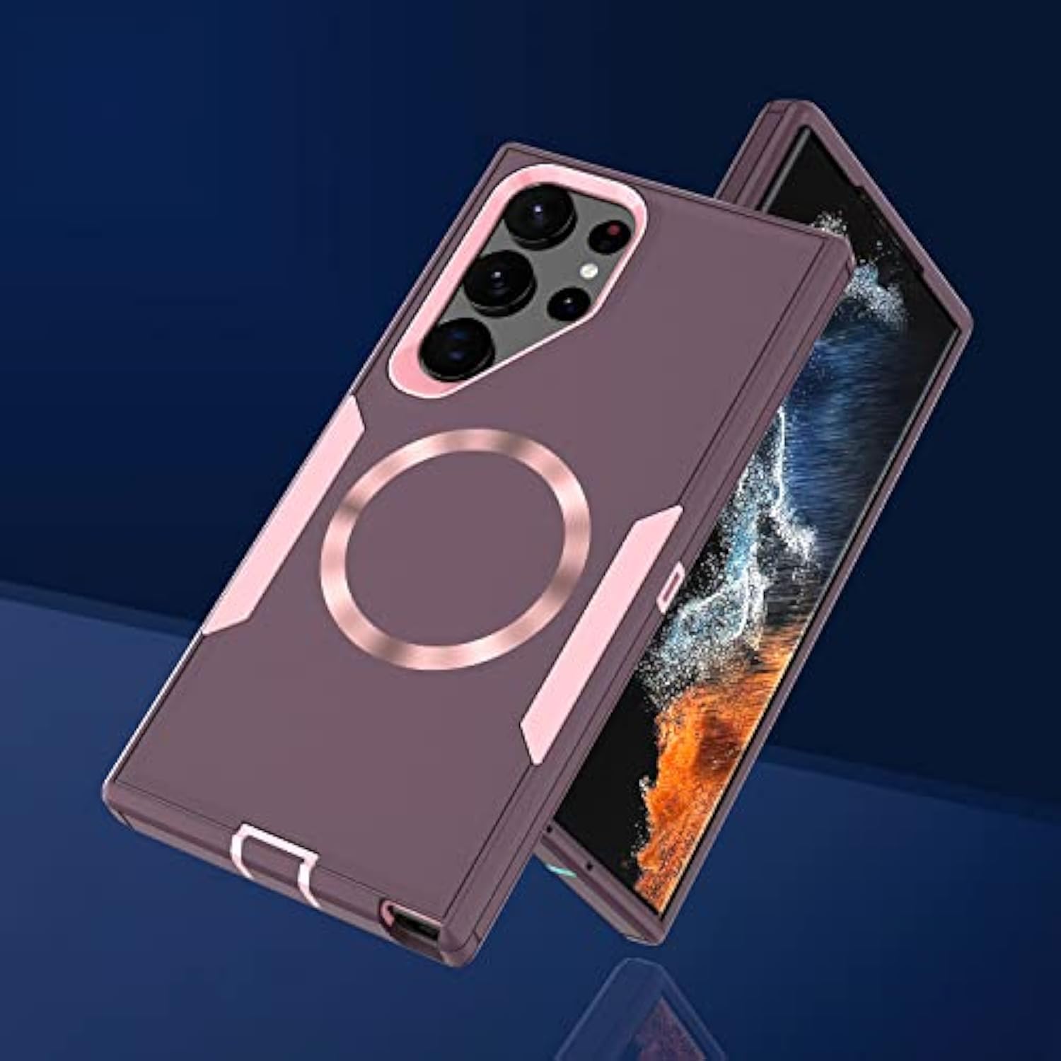 Designed For Samsung Galaxy S23 Ultra Case,Magnetic,Drop Protection Heavy Duty,Compatible With Magsafe,Dustproof,No Fading, No Yellowing,For Men Women, Purple Rose Gold