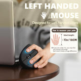 Left Handed Mouse, Vertical Left Handed Ergonomic Wireless Mouse, Ideal For Lefty Users, Gaming & Office Use, Compatible With Windows/Macos/Ipados. Black