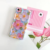 Floral Case For Iphone 7/8/Se 2020/Se 2022, Curly Wave Frame Flower Phone Case For Girls Women Soft Protective Cover 4.7 Inch