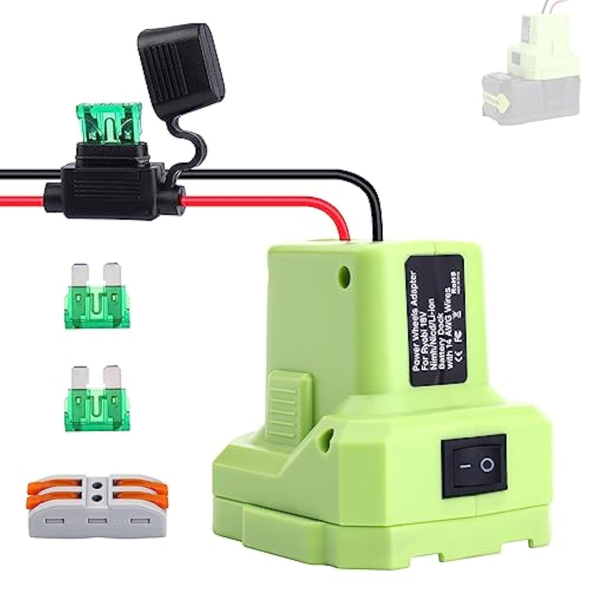 Power Wheels Battery Adapter Compatible With Ryobi 18V One+ Battery With Fuse & Wire Terminal P108 P107 P100 P102 P109 P189 P190 Power Connector For Rc Toy Car, E-Bike And Robotics