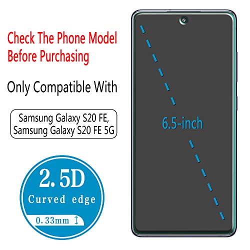 (2 Pack Designed for  Galaxy S20 FE, Galaxy S20 FE 5G, Galaxy S20 FE 5G UW Tempered Glass Screen Protector, 9H Hardness, Support Fingerprint