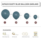 83pcs Dusty Blue Balloon Garland Kit Teal and Slate for Weddings, Showers & Parties
