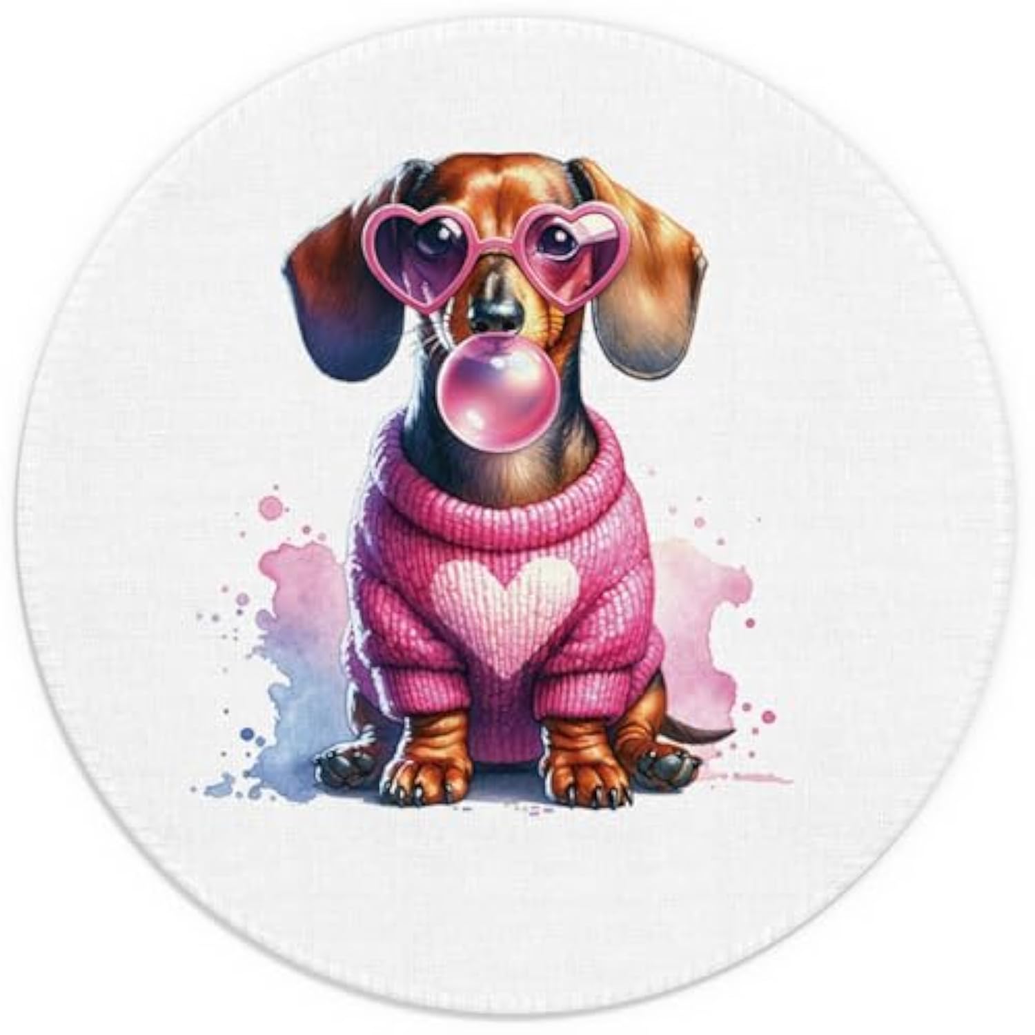 Cute Dachshund Weenie Dog Mouse Pad 7.9X7.9 Inch,Pink Bubble Gum Weiner Dog Mouse Pads For Wireless Mouse Computers Laptop Desk Accessories Office Supplies,Dachshund Weiner Gifts For Women