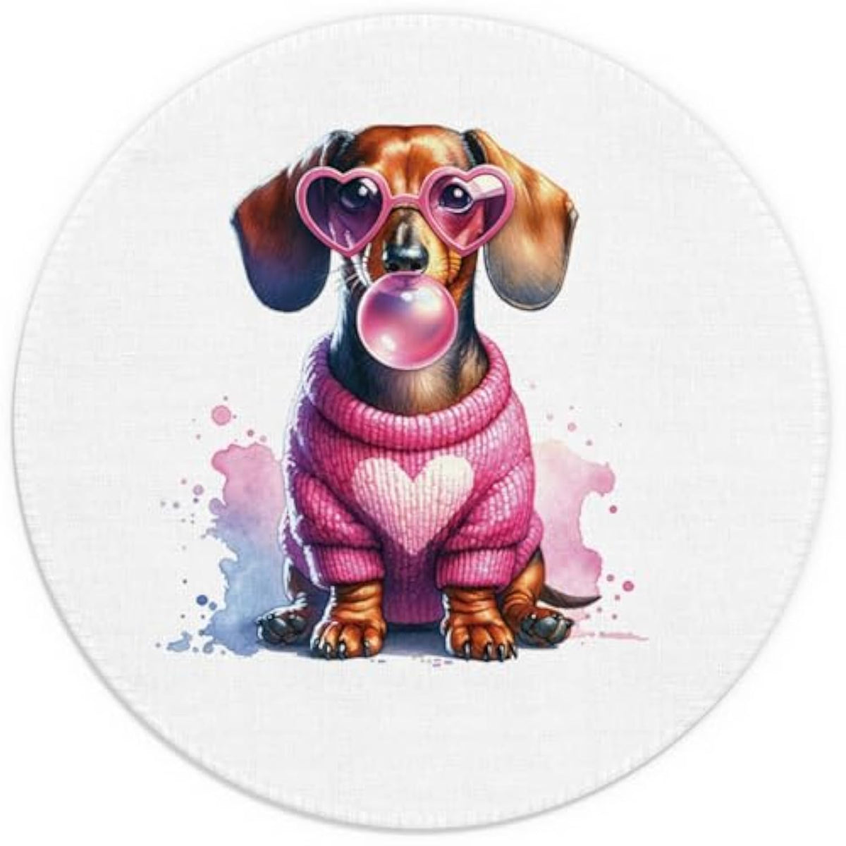 Cute Dachshund Weenie Dog Mouse Pad 7.9X7.9 Inch,Pink Bubble Gum Weiner Dog Mouse Pads For Wireless Mouse Computers Laptop Desk Accessories Office Supplies,Dachshund Weiner Gifts For Women