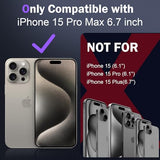 Case for iPhone 15 Pro Max with Slide Camera Cover+Screen Protector(1 Pack), Rotated Ring Kickstand Military Grade Shockproof Protective Cover 6.7