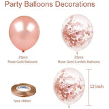 Rose Gold Confetti Balloons: 50-Pack Latex Balloons with Ribbon