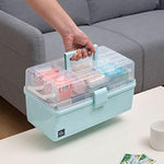 13 Inches Craft Organizers And Storage Box, 3-Layers Multifunctional Plastic Sewing Organizing Box With Handle, For Medicine, Art Supply, Makeup, Hair Accessories, Organizer Bins