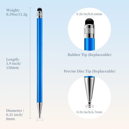 2-in-1 Stylus Pen for Touchscreen, 6pcs High Sensitivity and Precision Stylus Pens for iPad iPhone Android Suitable for All Touch Screens