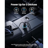 60W 3-Port Usb C Car Charger - Pd30W & Qc3.0 Fast Charging, Multi Device Compatible, Led Indicator, Durable Design, Safety Certified For Iphone 16/15/14/13/12 Series