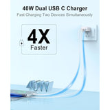 Iphone 15 16 Charger, 2 Pack 40W Usb C Charger Dual Port Fast Charging Block (2-Pack 6 Ft Usb C To C Cable Cord Included) For Iphone 16 15 Pro Max/15Pro/15/15Plus,Ipad
