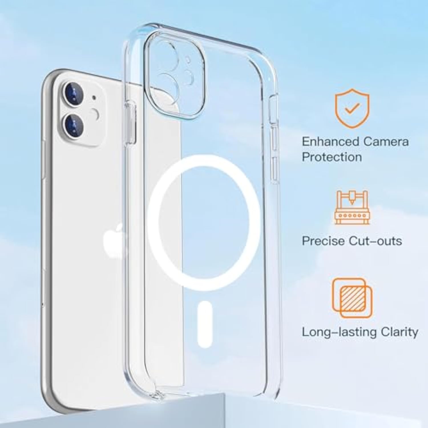 Magnetic For Iphone 11 Phone Case With Screen Protectors, Compatible With Magsafe, Military Grade Drop Protection, Dual Layer Heavy Duty Protective Shockproof Phone Case 6.1 Inch, Clear