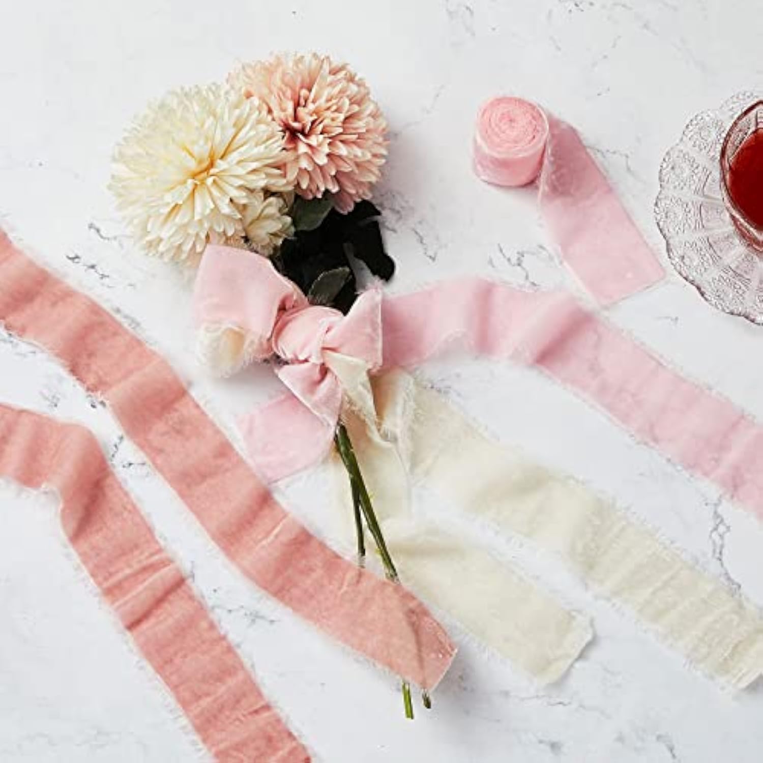 6 Rolls Velvet Ribbon 2 Inch X 6.6 Yard In All Silk Velvet Ribbon Fray