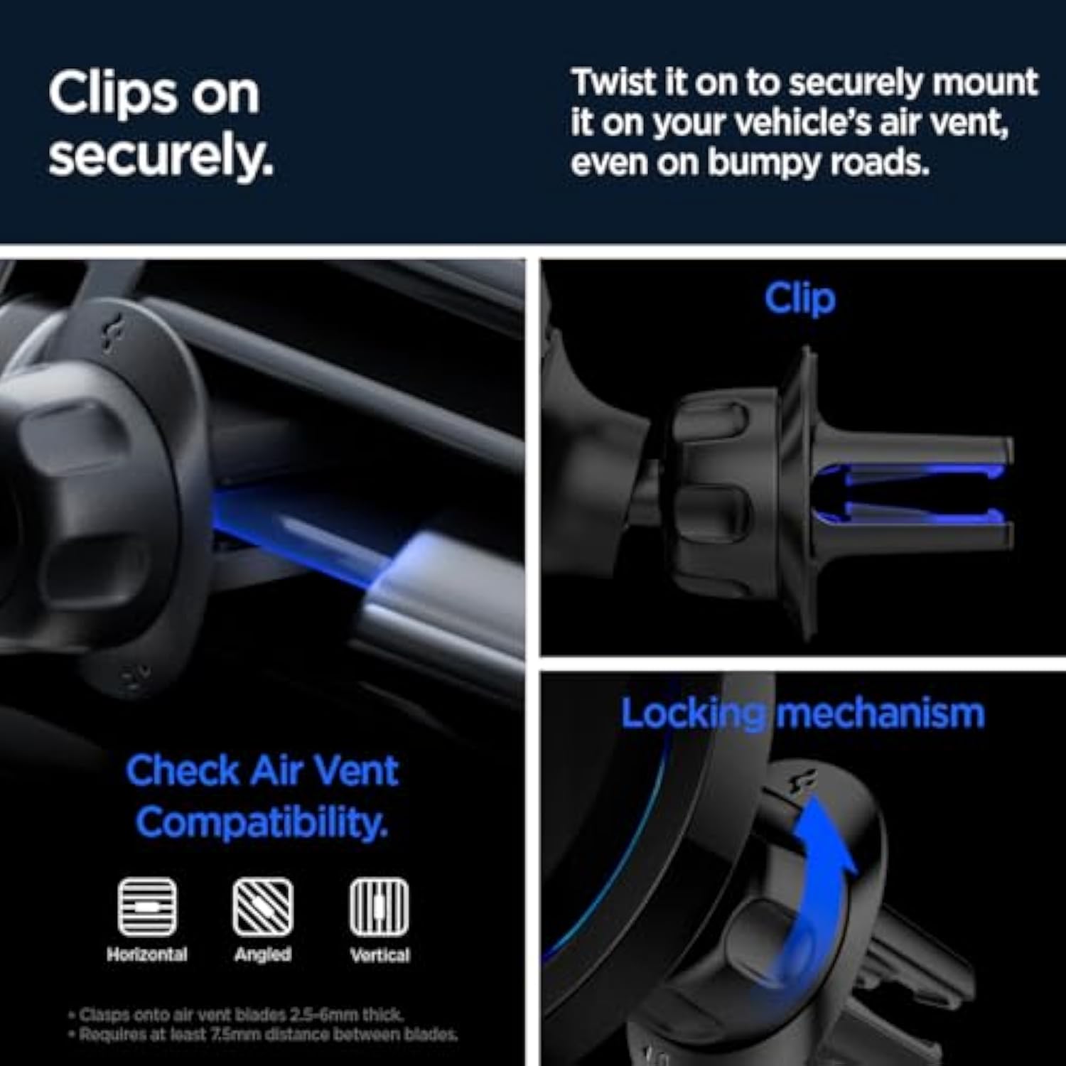 Spigen Onetap Pro 3 Cryomax (Fast Charging With Ultra-Quiet Noiseless Cooling) Wireless Magsafe Car Mount Charger Airvent Clip Designed For Iphone 15, 14, 13, 12, And Magsafe Compatible Cases