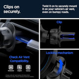 Spigen Onetap Pro 3 Cryomax (Fast Charging With Ultra-Quiet Noiseless Cooling) Wireless Magsafe Car Mount Charger Airvent Clip Designed For Iphone 15, 14, 13, 12, And Magsafe Compatible Cases
