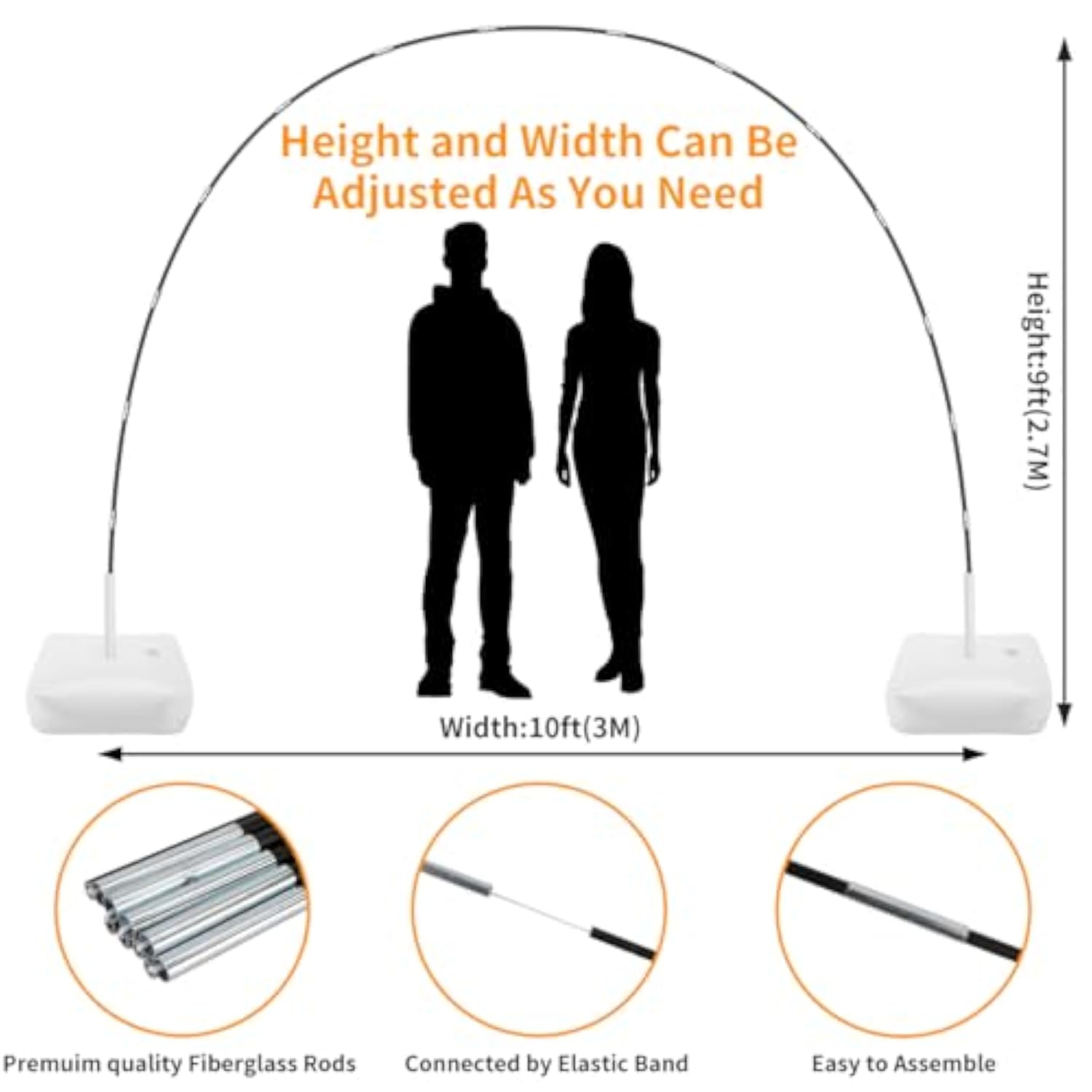 10ft Adjustable Balloon Arch Stand with Electric Pump & Accessories
