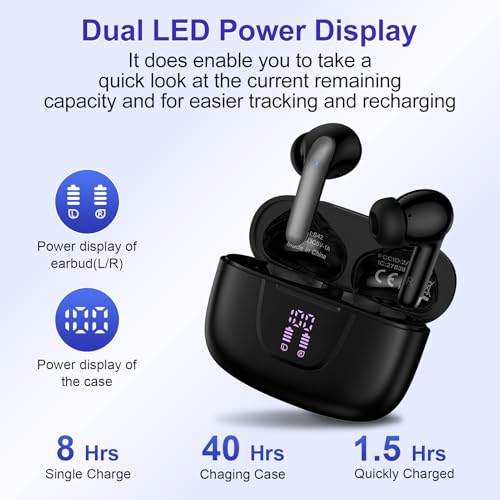 Wireless Earbuds for Google Pixel Buds Pro/10 Pro XL/9a/8/7,5.3 Black Bluetooth Headphones in-Ear with Stereo Bass Ear Buds ENC Noise Cancelling