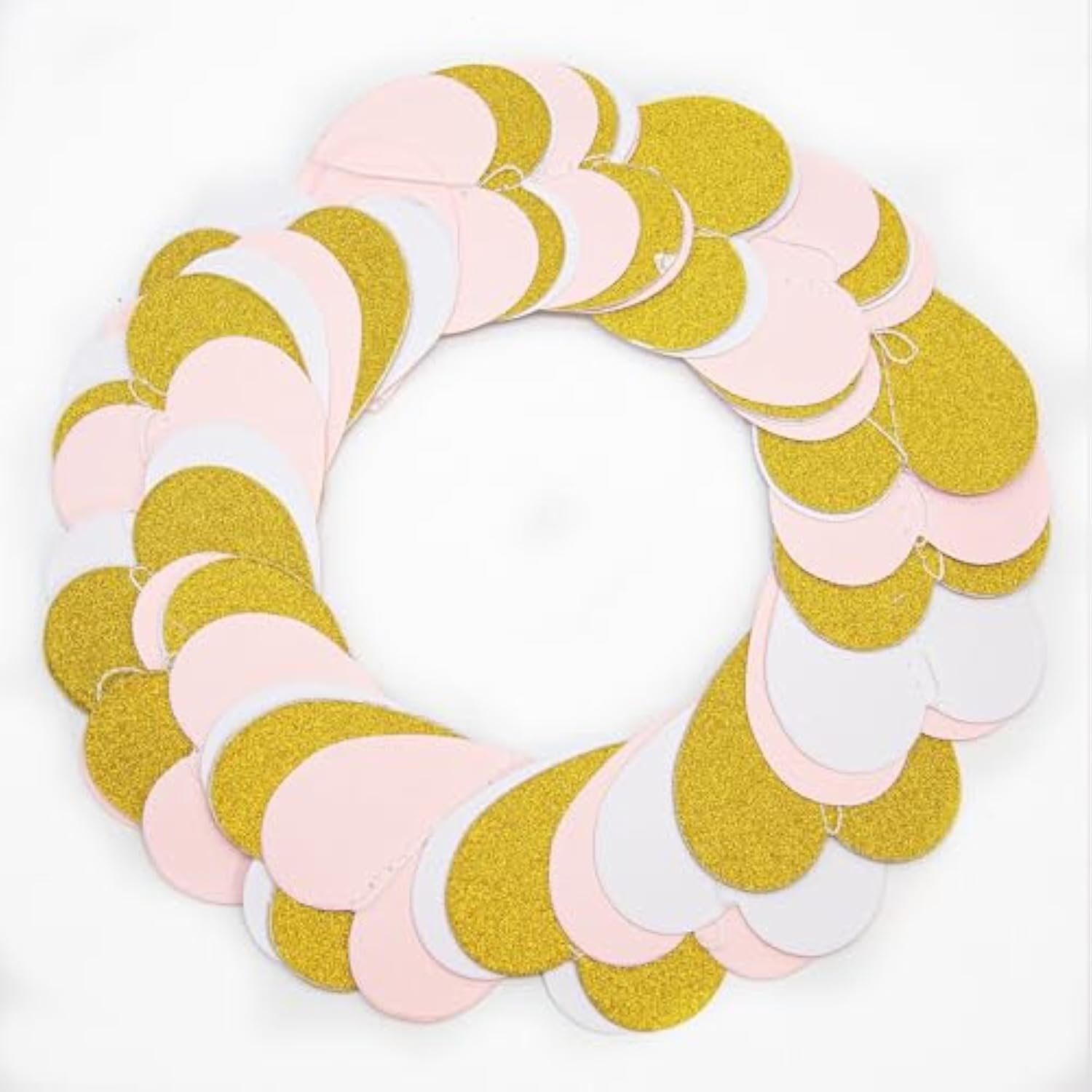 White Gold Pink Party-Decorations - 52Ft Paper Heart Streamers Garland Banner Women Birthday Bridal Shower Wedding Bachelorette Engagement Hanging Decor