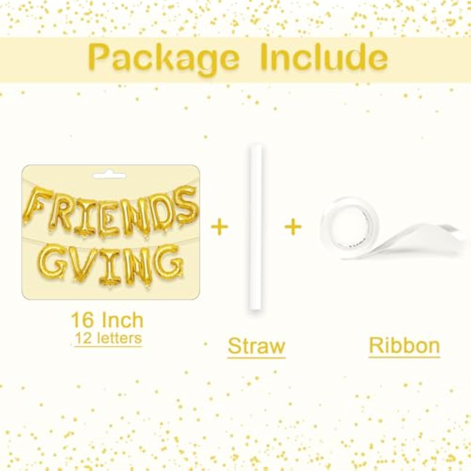 16 Inch Friendsgiving Gold Foil Balloons Banner Thanksgiving Fall Party Decor