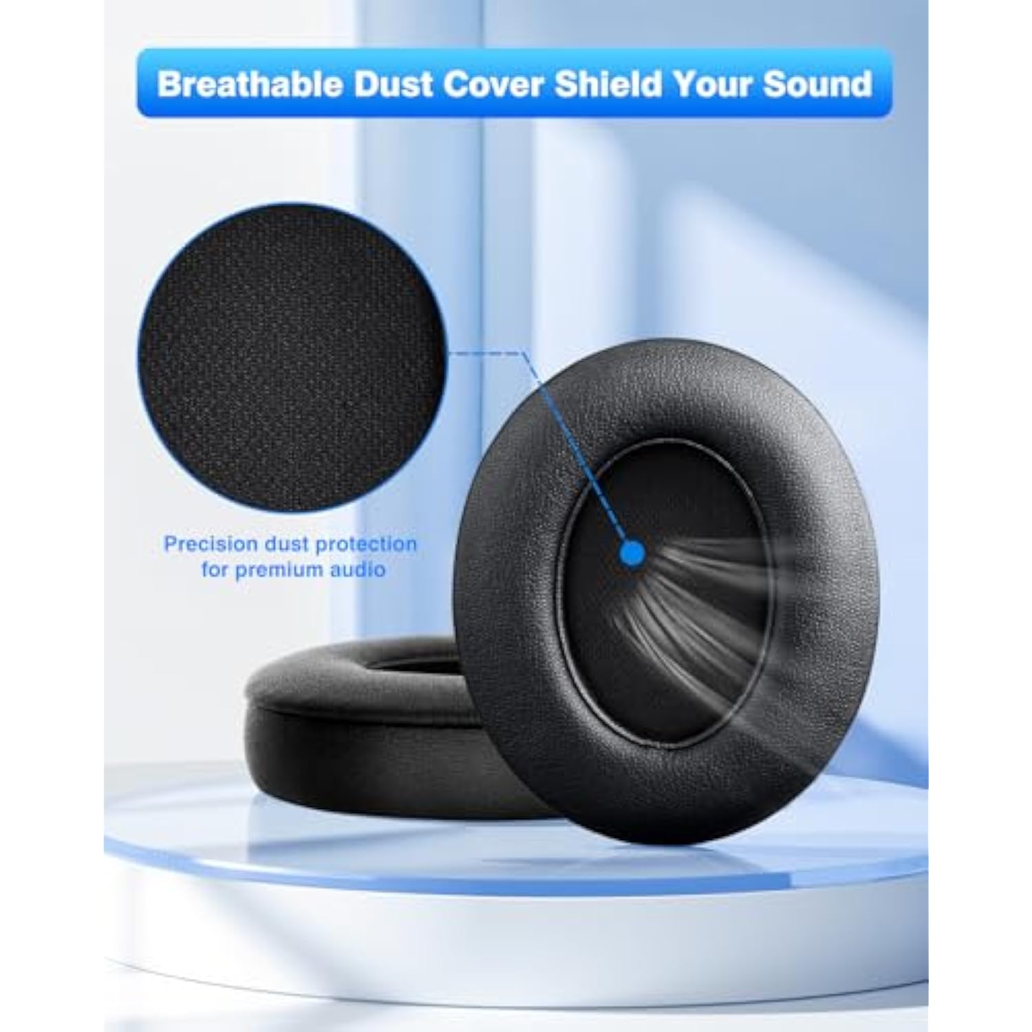 Beats Studio Replacement Earpads For Beats Studio 3 & 2 (B0500/ B0501) 2 Pieces Noise Isolation Comfortable Memory Foam Ear Cushions (Black)