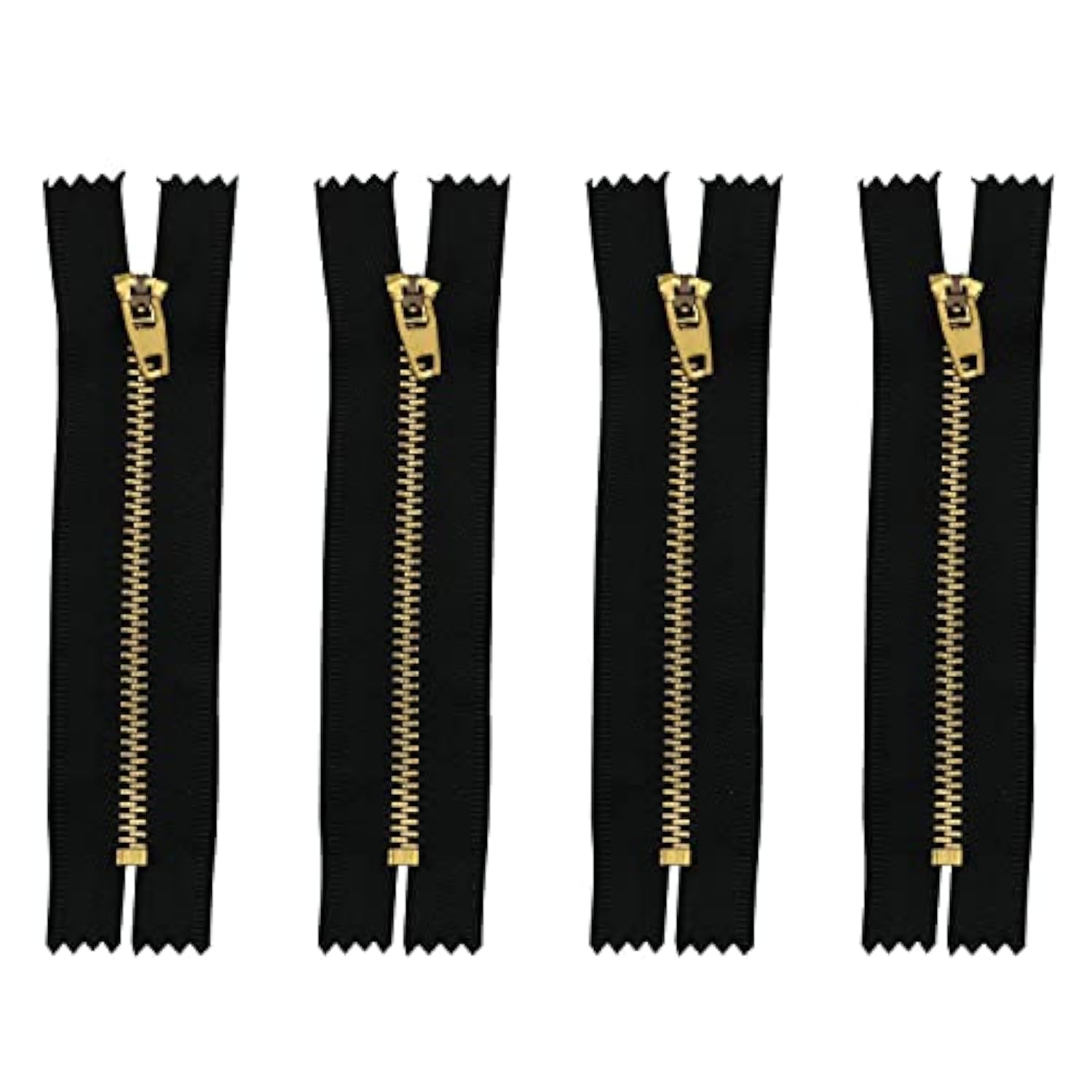 Metal Zipper 4Pcs 4Inch Gold Brass Metal Heavy Duty Zips Close End Zip
