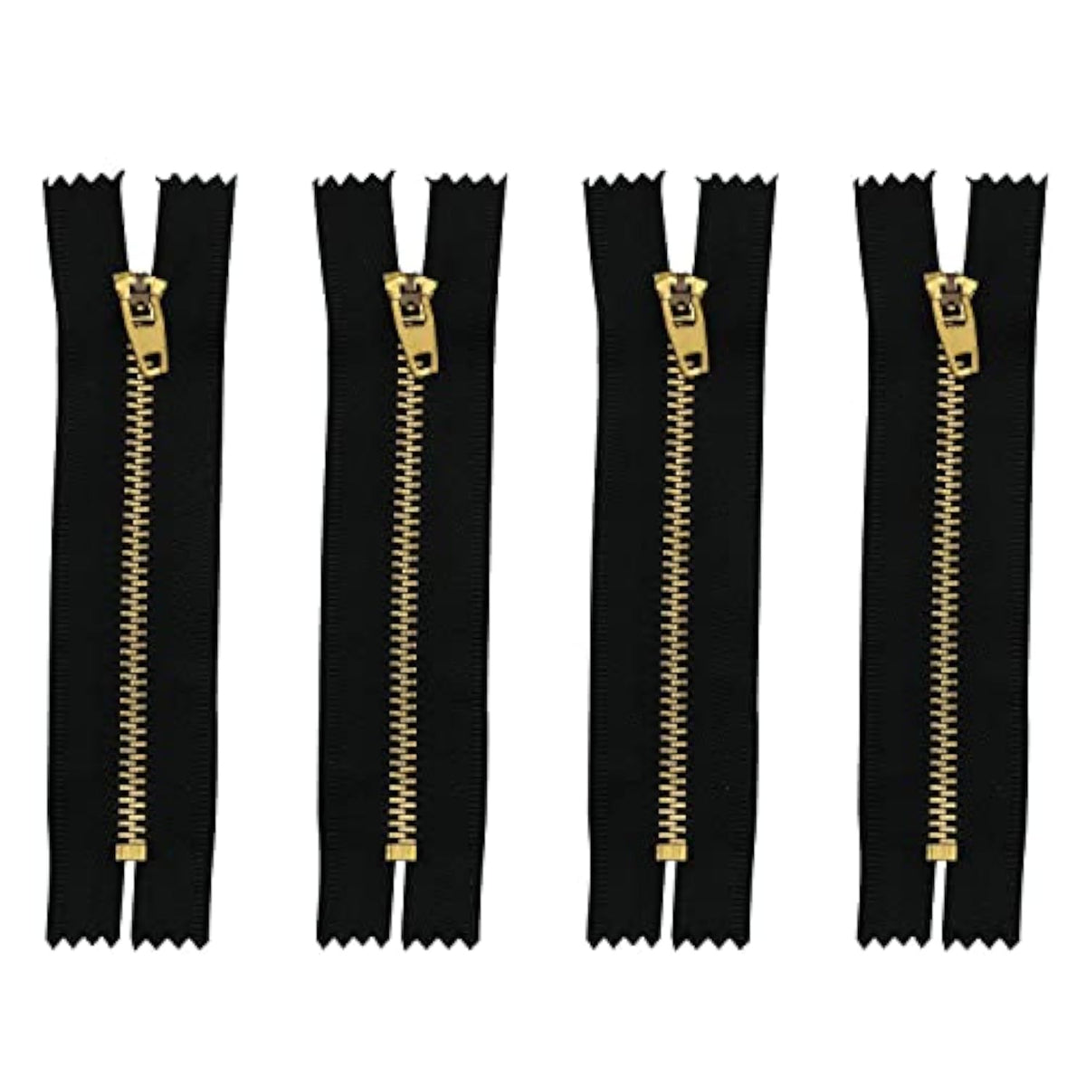 Metal Zipper 4Pcs 4Inch Gold Brass Metal Heavy Duty Zips Close End Zip