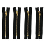 Metal Zipper 4Pcs 4Inch Gold Brass Metal Heavy Duty Zips Close End Zip