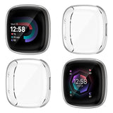 4Pack Screen Protector Case Compatible With Fitbit Sense 2/Versa 4, Soft Tpu Plated Bumper Full Cover Protective Cases For Versa 4/Sense Smartwatch [Scratchproof]