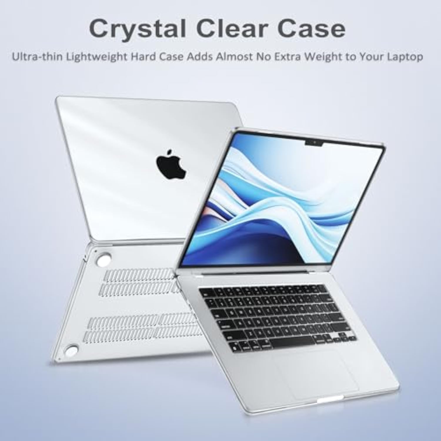 MOSISO Compatible with MacBook Air 15 inch Case 2025 2024 2023 M4 A3241 M3 A3114 M2 A2941 with Liquid Retina Display Touch ID, Plastic Hard Shell&Keyboard Cover&Screen Film&Type C, Crystal Clear