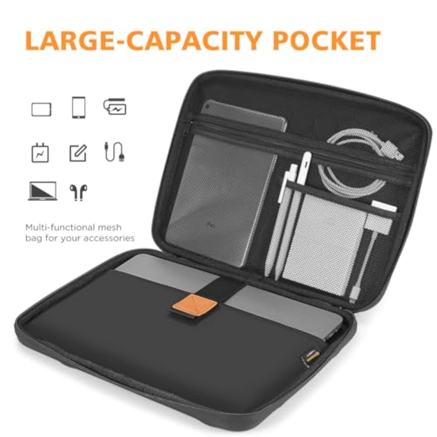 14 Inch Laptop Sleeve Carrying Case Computer Bag For 14" Macbook Pro M4 /13" 13.6" Macbook Air M4 M3/ 13.5" Surface Laptop 6 5/ Asus Zenbook 14/Lenovo Thinkpad Shockproof Hardshell Handle