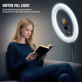Large Ring Light with Stand, 19" Ring Light Tripod for iPhone, Professional Led Ringlight for Live Streaming, Barber, Makeup, YouTube, Tiktok, Black