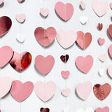 Rose Gold Party Decorations Dusty Pink Heart Garland Blush Pink Hanging Paper Streamer For Valentines Day Bridal Shower Birthday Anniversary Baby Shower Engagement Bachelorette Wedding Party Supplies