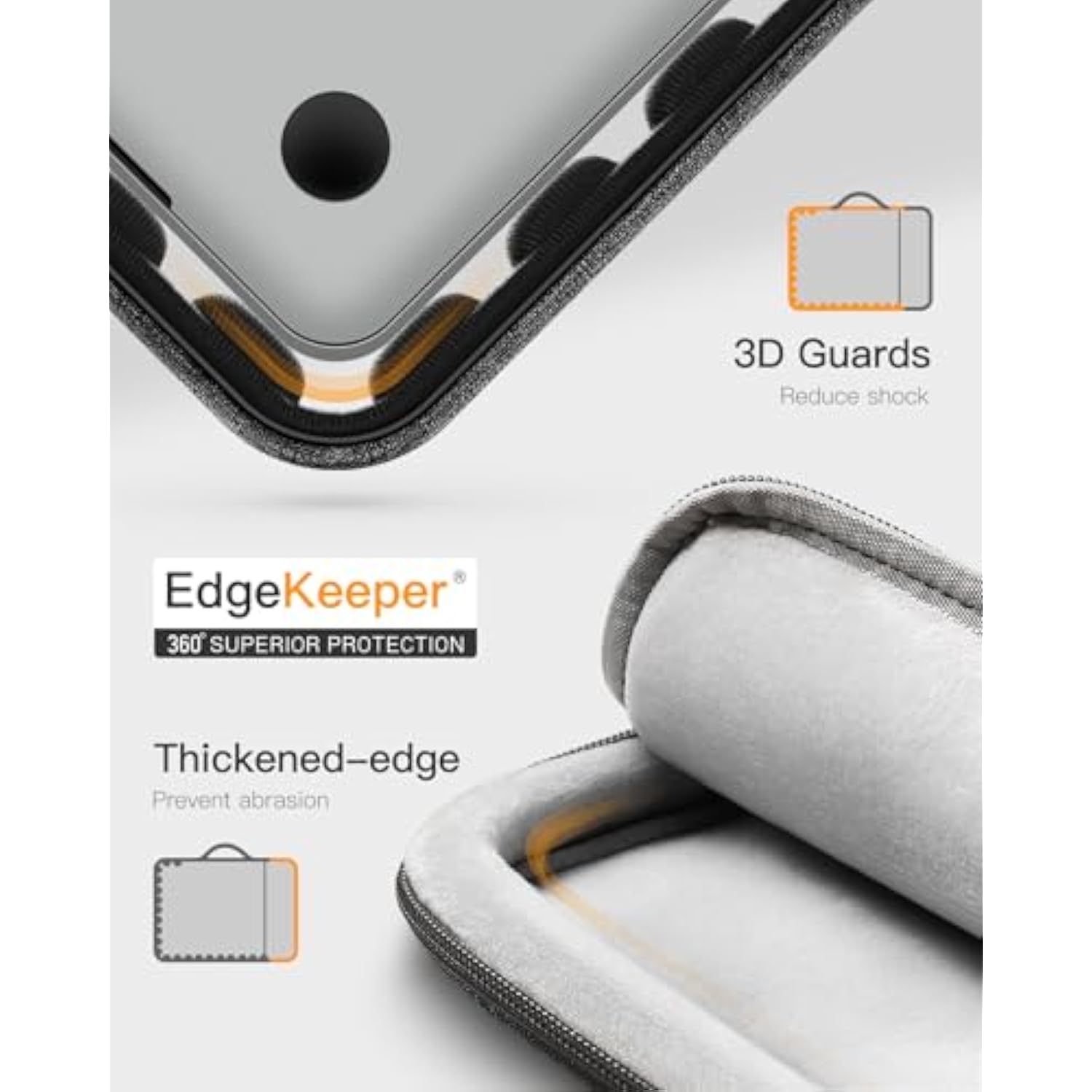 Inateck 360° Protective Laptop Bag Case with Accessory Pocket, Compatible with 14-inch MacBook Pro/Max M4 M3 M2 M1 2021-2024, Black Gray