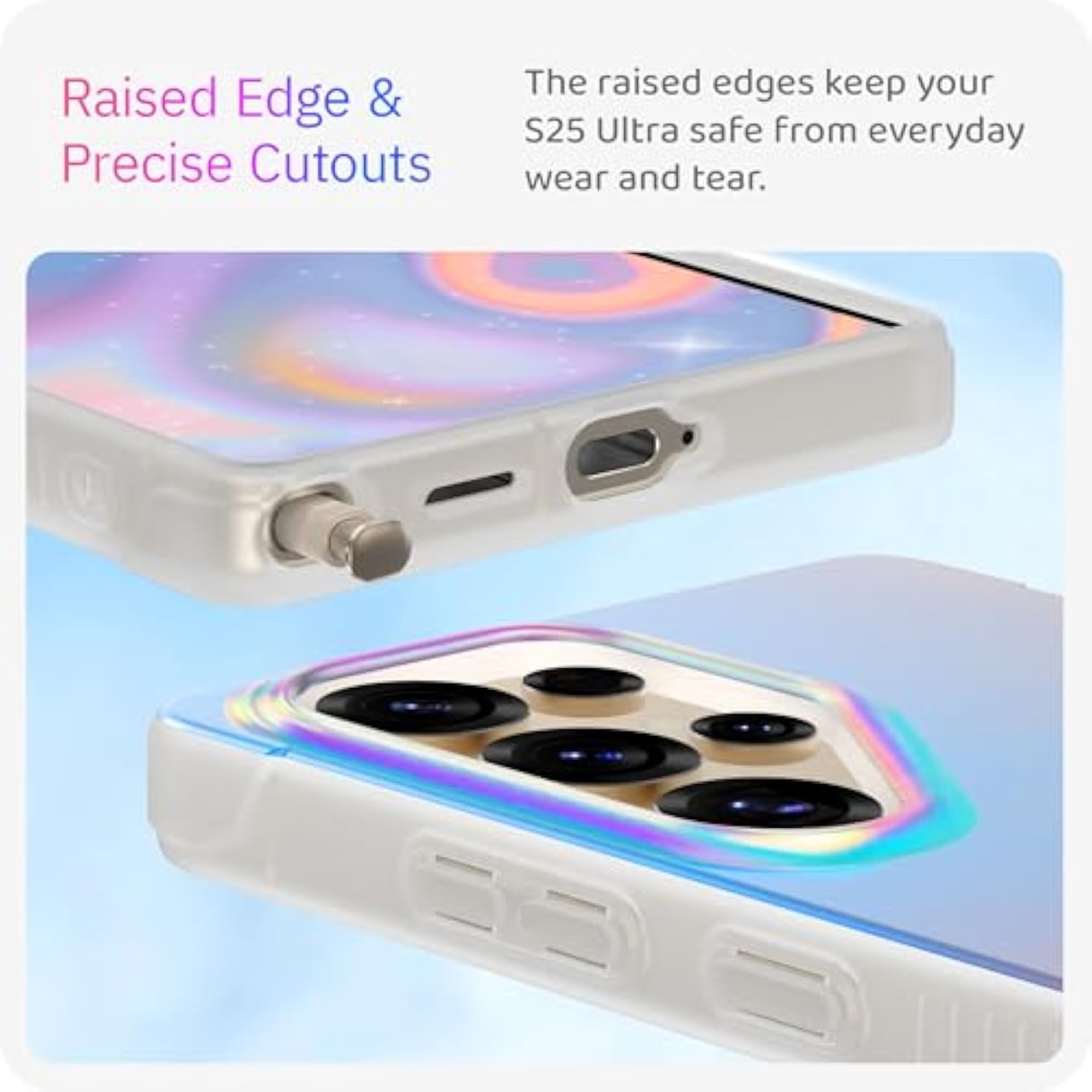 Samsung Galaxy S25 Ultra Case 360° Shockproof Holographic Iridescent for Women