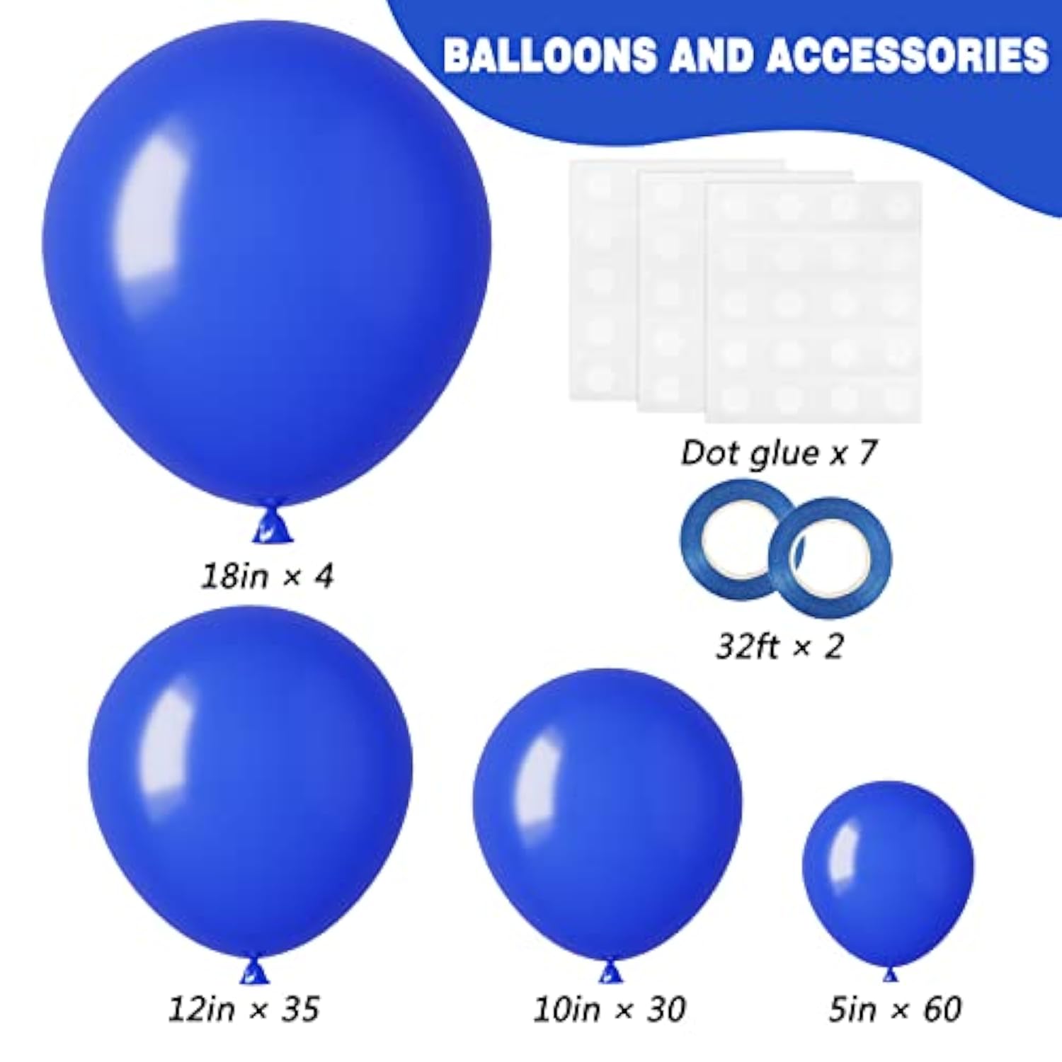 Royal Blue Balloon Garland Kit: 129-Piece Party Decorations