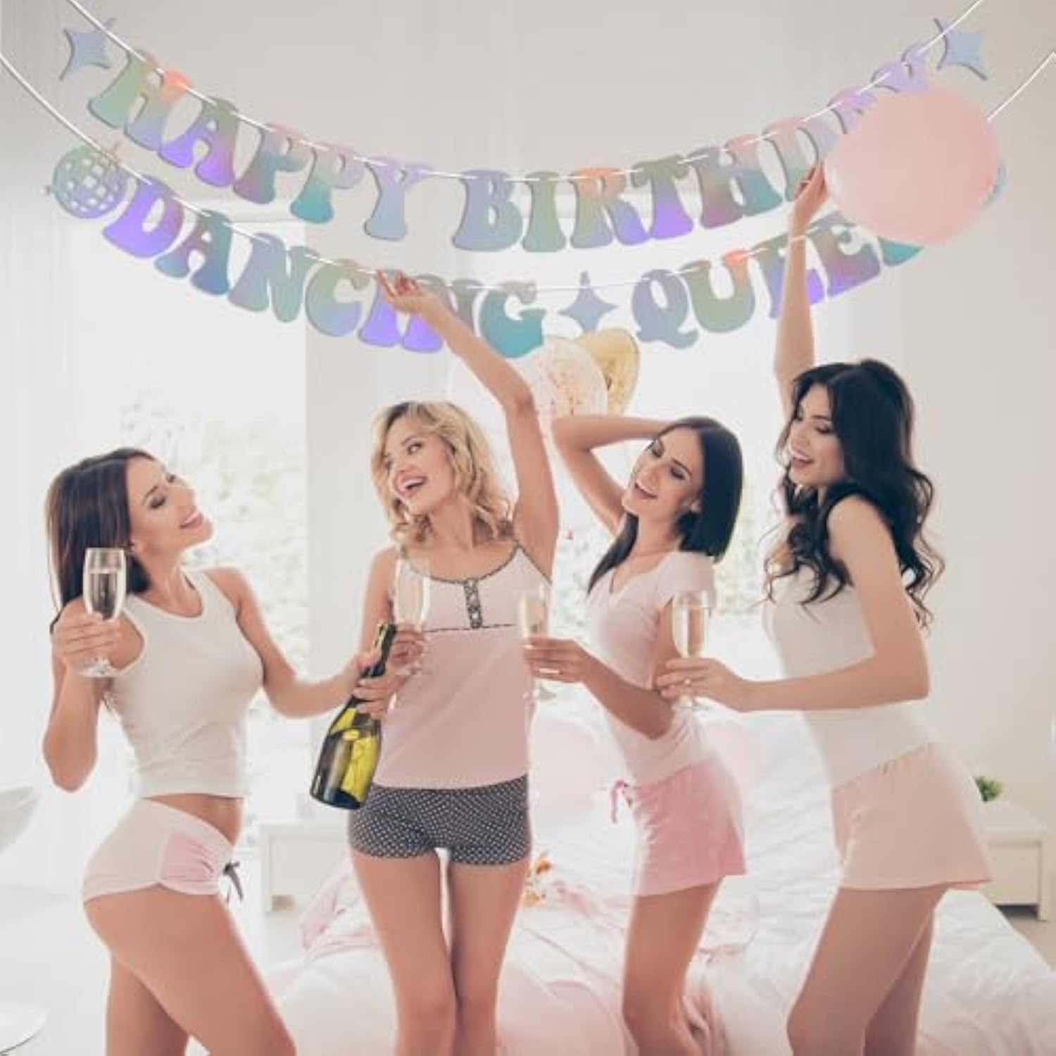 Happy Birthday Dancing Queen Banner Disco Themed Party Decorations Mamma Mia Holographic