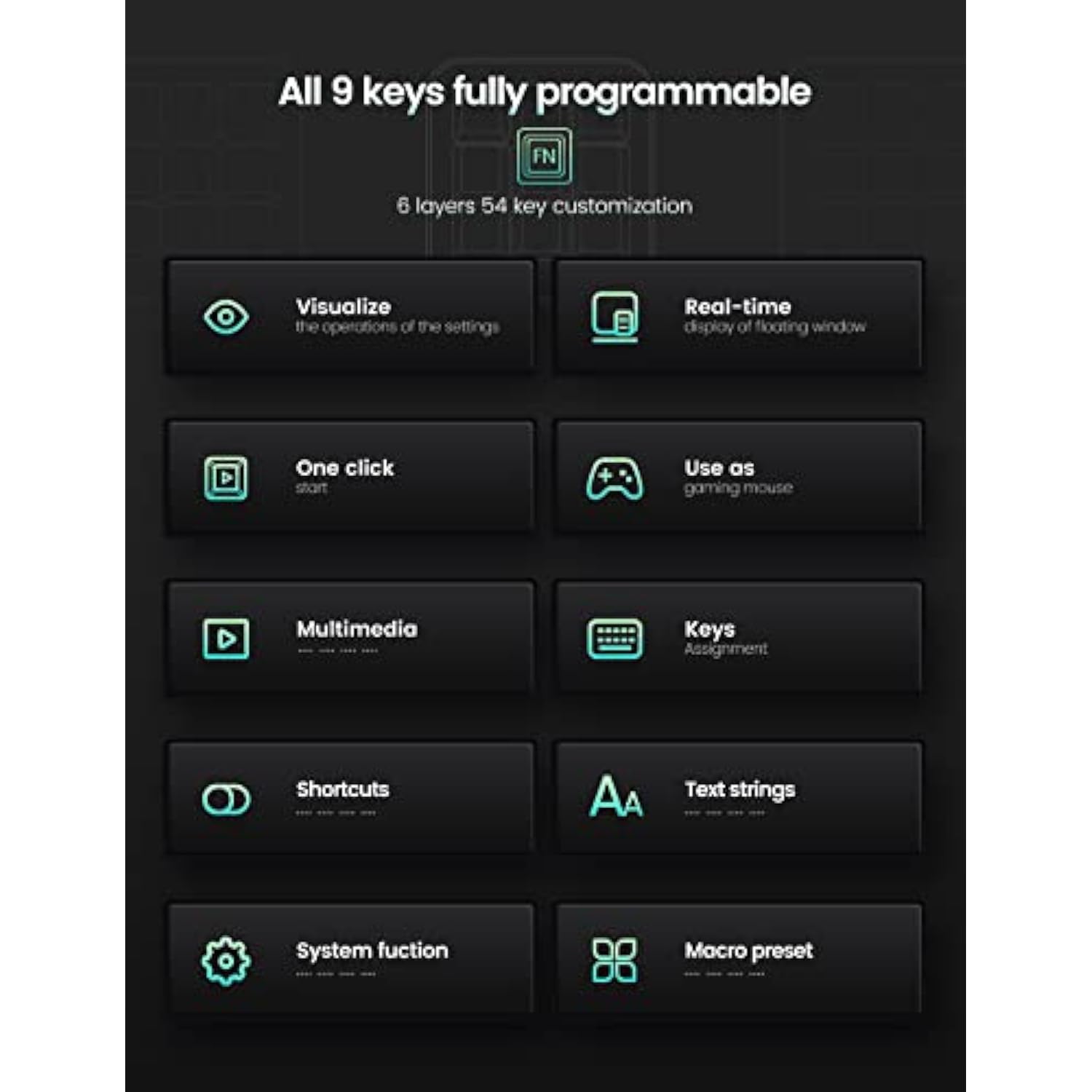 One-Handed Mechanical Keyboard Support Nkro, Hotkeys, One-Click Start,9 Fully