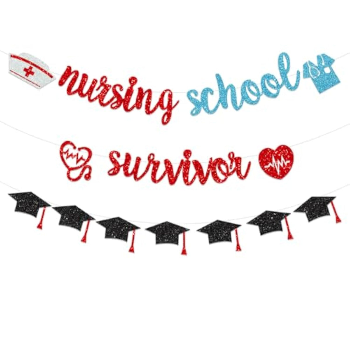 Nursing Graduation Party Supplies Decorations - Class Of 2025 Rn Banner, Glitter Congrats Nurse, Call The Shots Party Decor Garland, School Survivor Favors