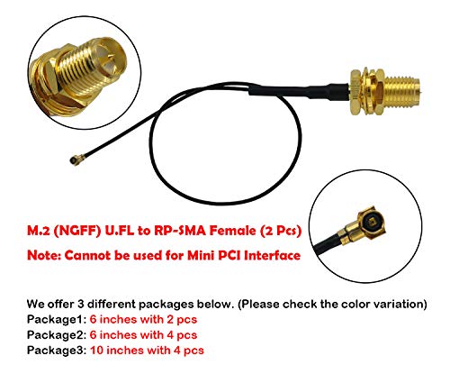Ufl To Sma M.2 Ngff U.Fl To Rp-Sma Female Mhf4 Connector Pigtail Antenna Extension Cable (15Cm (2 Pcs))