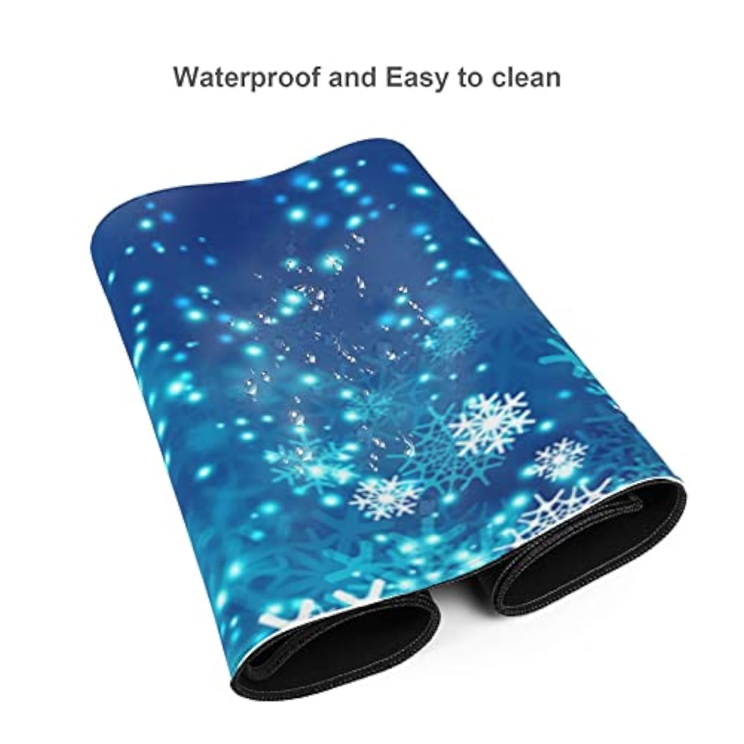 Laptop Mouse Pad Christmas Abstract Winter Snowflakes Desk Mat With Stitched Edges 31.5X 11.8 Inch Non-Slip Large Keyboard Rubber Writing Table Mat For Office Home