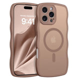 Magnetic For Iphone 16 Pro Max Case 2024 [Compatible With Magsafe] Translucent Matte Cute Curly Wavy Anti-Slip Bumper Women Men Girls Boys Phone Cover For 16 Pro Max 6.9", Desert Titanium