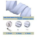 Zipper 10 Yards #3 Zipper Repair Kit White Zipper Roll For Sewing Nylo