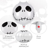12 Pack Black White Skeleton Skull Foil Balloons Halloween Party Decorations
