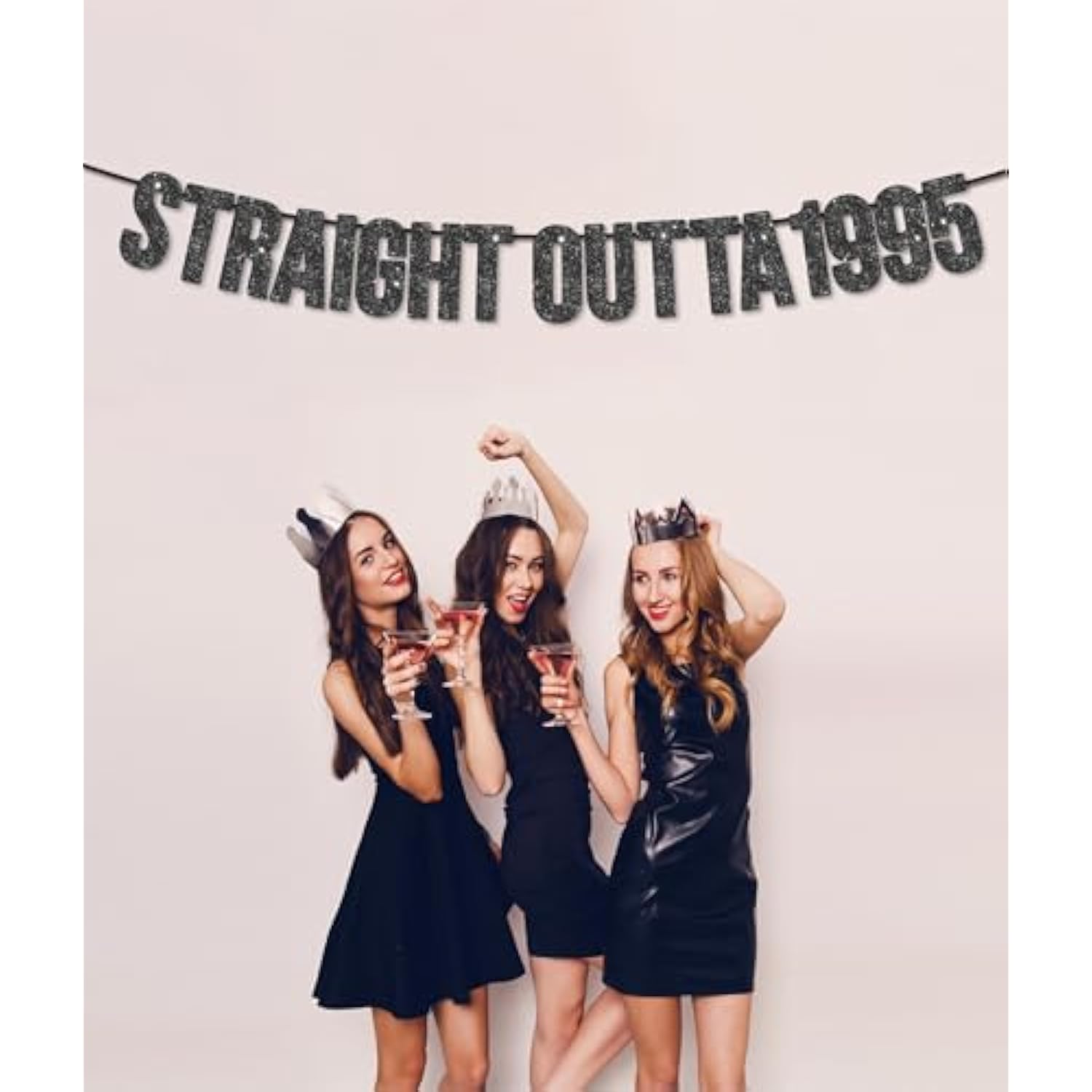 Pre-Strung Straight Outta 1995 Banner For 30Th Birthday Party Decoration,Happy 30Th Men Women Birthday Party Banner,Handmade - Black