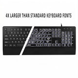 Large Print Backlit Keyboard - High Visibility Big Letter Keyboard For Seniors And Visually Impaired, Wired Usb With Light Up And Comfortable Wrist Rest, Full Size Keyboard For Pc,Laptop(No Glare)