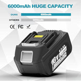 6.0Ah Replacement Battery for Makita 18V BL Series Power Tool Batteries
