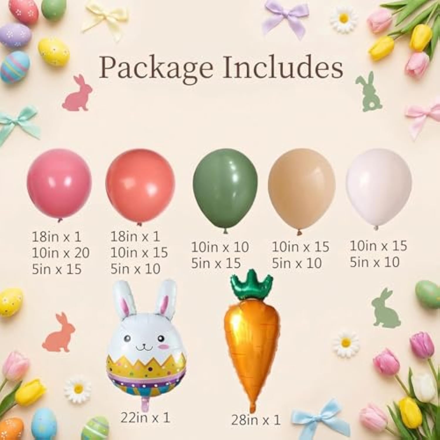 Easter Balloon Garland Arch Kit, 143Pcs Happy Easter Party Decorations With Rabbit Carrot Balloons For Spring Birthday Party Baby Shower Decorations